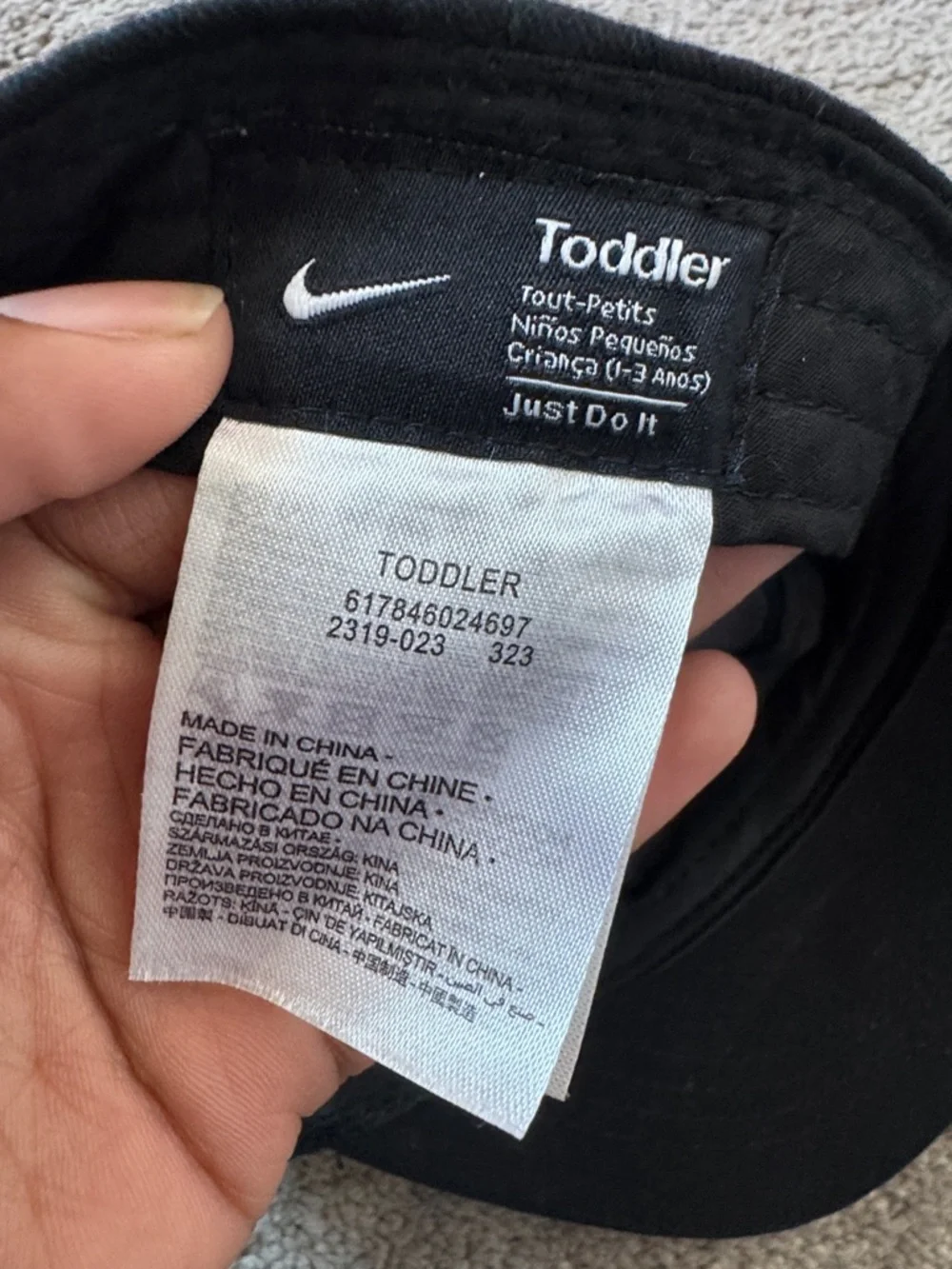 Nike Black Toddler Baseball Cap Adjustable Swoosh Logo Hat